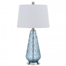 CAL Lighting BO-2997TB - 150W 3 Way Mayfield Glass Table Lamp with Hardback Taper Drum Fabric Shade