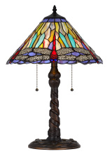 CAL Lighting BO-3109TB - 60W x 2 metal/resin Tiffany table lamp with pull chain switches