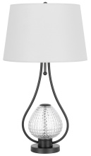 CAL Lighting BO-3136TB - Forssa 100W 3 way table lamp with 2W LED night light in glass and metal base.