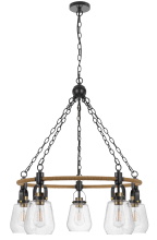 CAL Lighting FX-3824-5 - 60W x 5 Kavala metal chandelier with burlap accent and glass shades