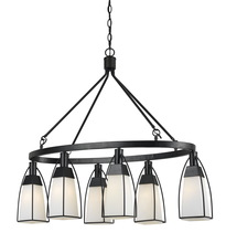 CAL Lighting FX-3612-6 - 32.75 Inch Metal and Glass Chandelier in Black Finish