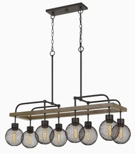 CAL Lighting FX-3695-8 - 29" Height Rectangular Metal Chandelier in Wood and Iron Finish