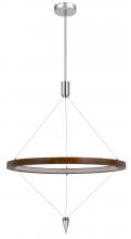 CAL Lighting FX-3752-24 - Viterbo integrated dimmable LED pine wood pendant fixture with suspended steel braided wire. 24W, 19