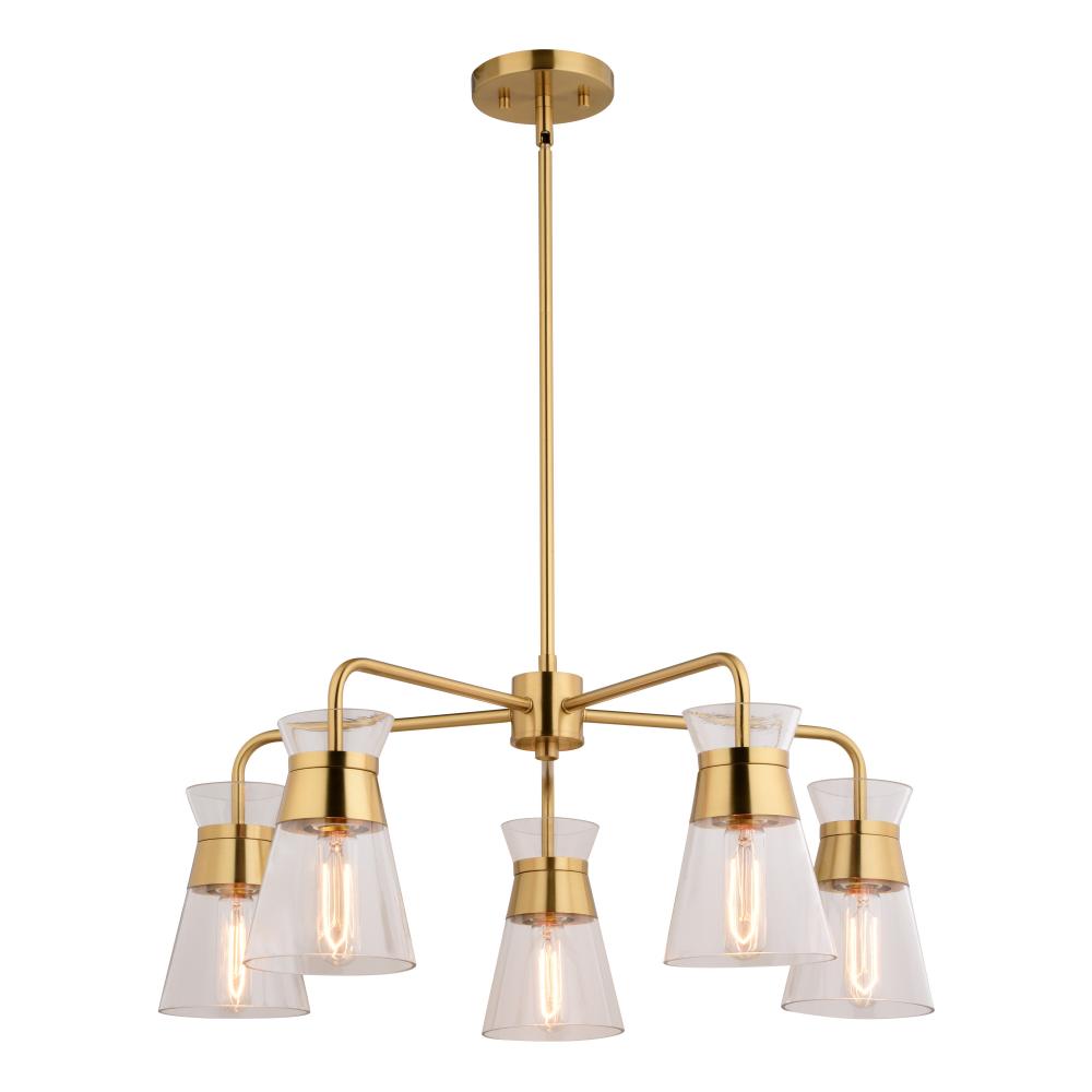 Harper 27-in. W 5 Light Chandelier Natural Brass