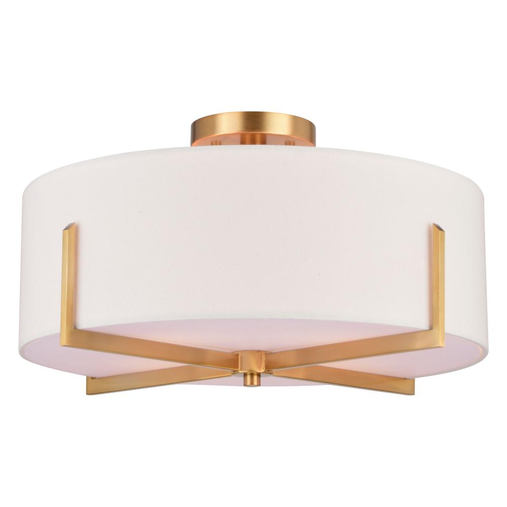 Surrey 18-in. 4 Light Semi-Flush Mount Natural Brass