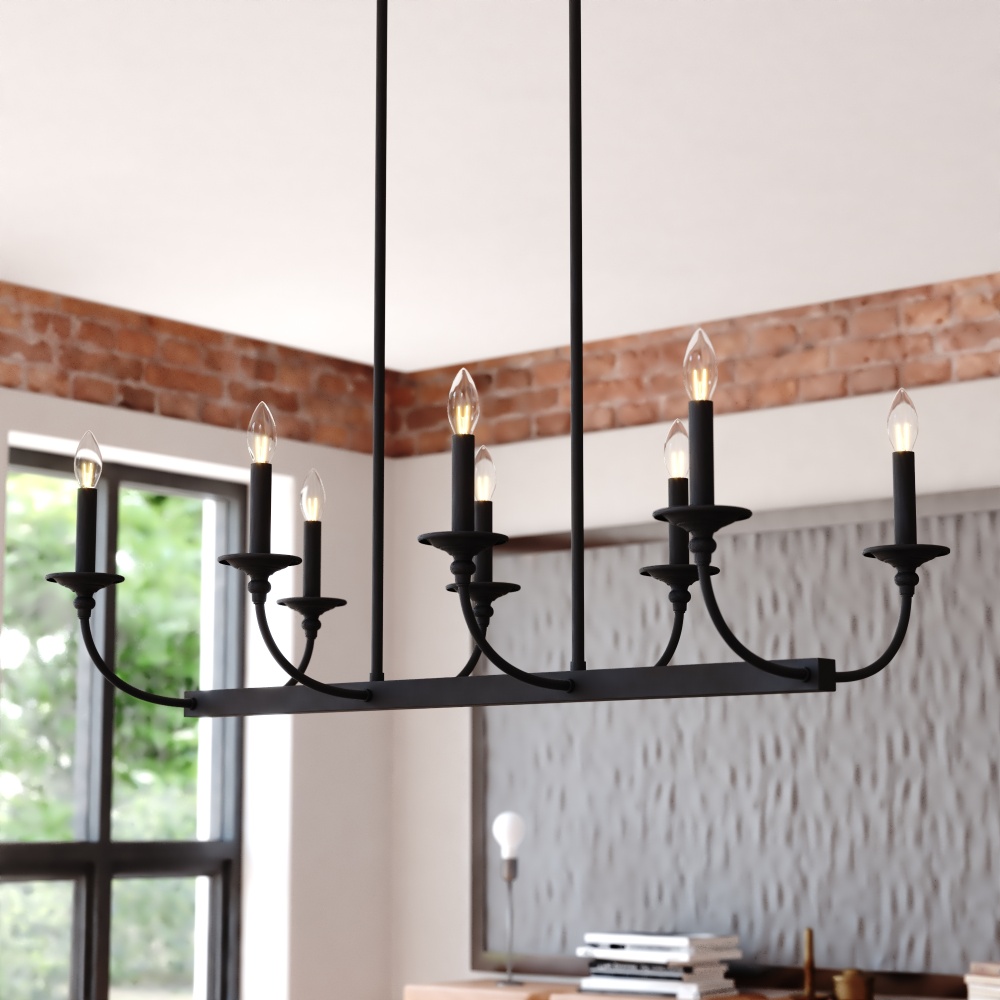 Durham 36-in. W 8 Light Linear Chandelier Matte Black