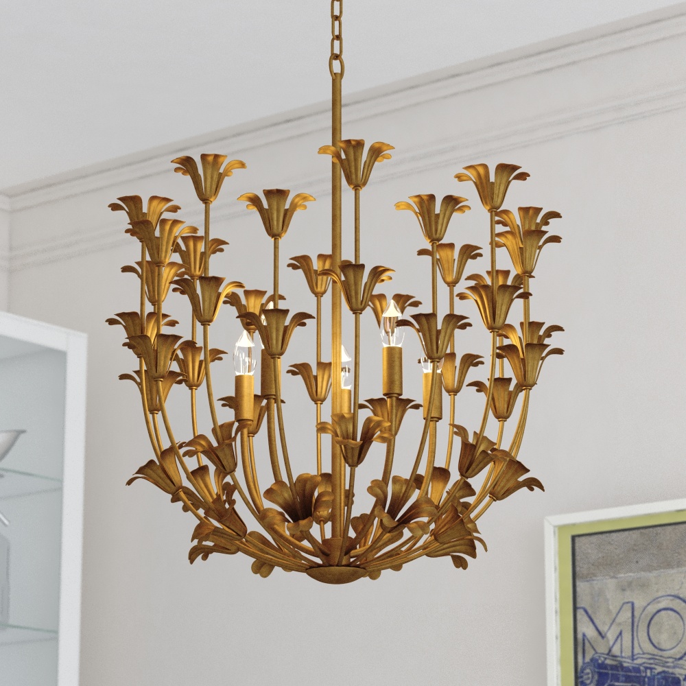 Camellia 23.5-in. W 5 Light Pendant Gilded Gold