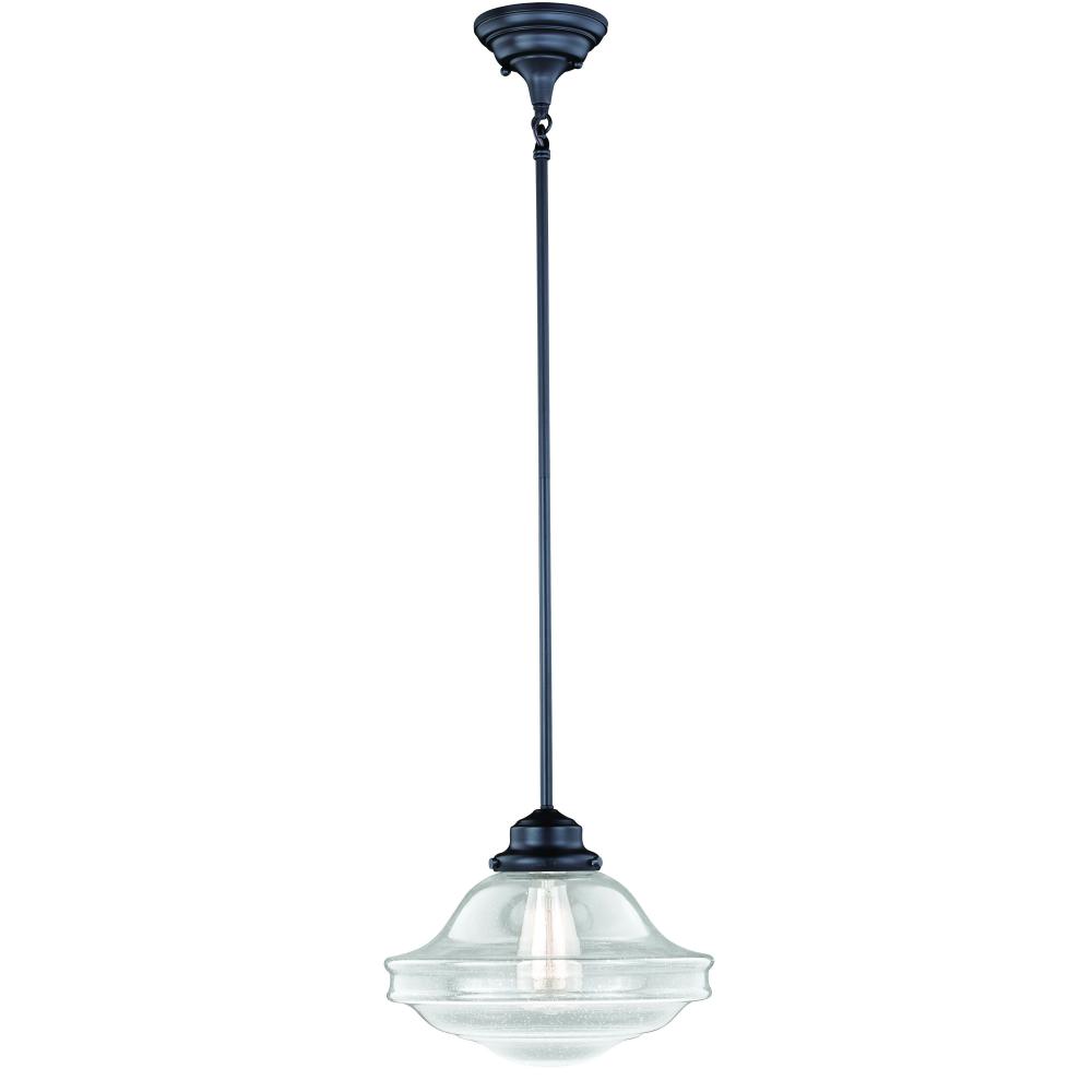 Huntley 12-in Pendant Clear Glass Oil Rubbed Bronze