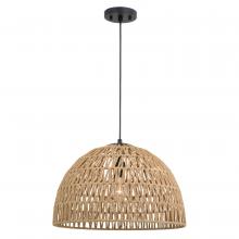 Vaxcel International P0405 - Nassau 18.25-in. 1 Light Pendant Matte Black and Natural Rope