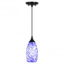 Vaxcel International P0384 - Milano 4.75-in. Mini Pendant Azzura Glass Matte Black