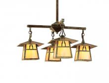 Arroyo Craftsman CCH-8/4HCS-BK - 8" carmel 4 light chandelier with hillcrest overlay