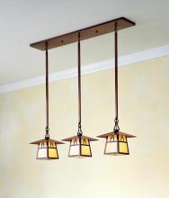 Arroyo Craftsman CICH-8/3DAM-S - 8" carmel 3 light in-line chandelier with dart overlay