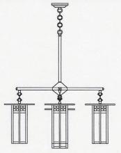 Arroyo Craftsman GCH-9L/4-1F-RB - 9" glasgow long body 4 light chandelier, center light