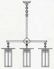 Arroyo Craftsman GCH-9L/4GWC-MB - 9" glasgow long body 4 light chandelier