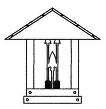 Arroyo Craftsman TRC-16ARGW-BK - 16" timber ridge column mount with arrow filigree