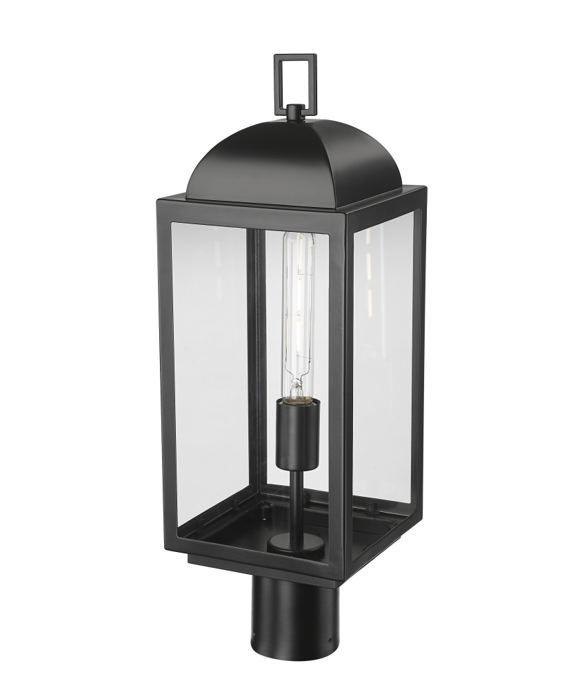 Beaufort 21.25" High 1-Light Outdoor Post Lantern - Powder Coated Black