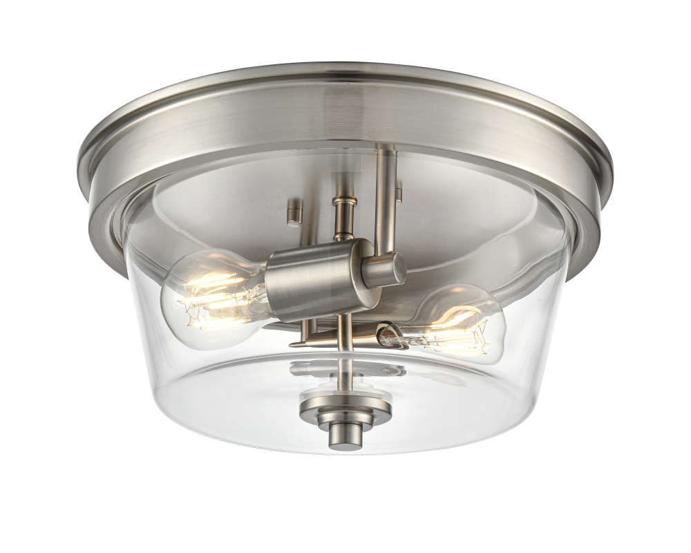 Strayhan 13" 2-Light Flush Mount - Brushed Nickel