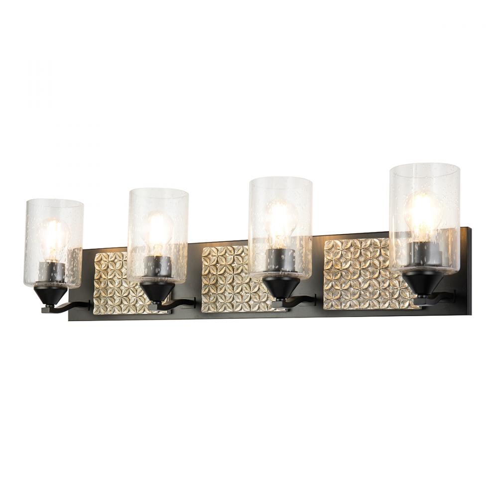 Arcadia 4 Light Bath Bar in Matte Black and Silver