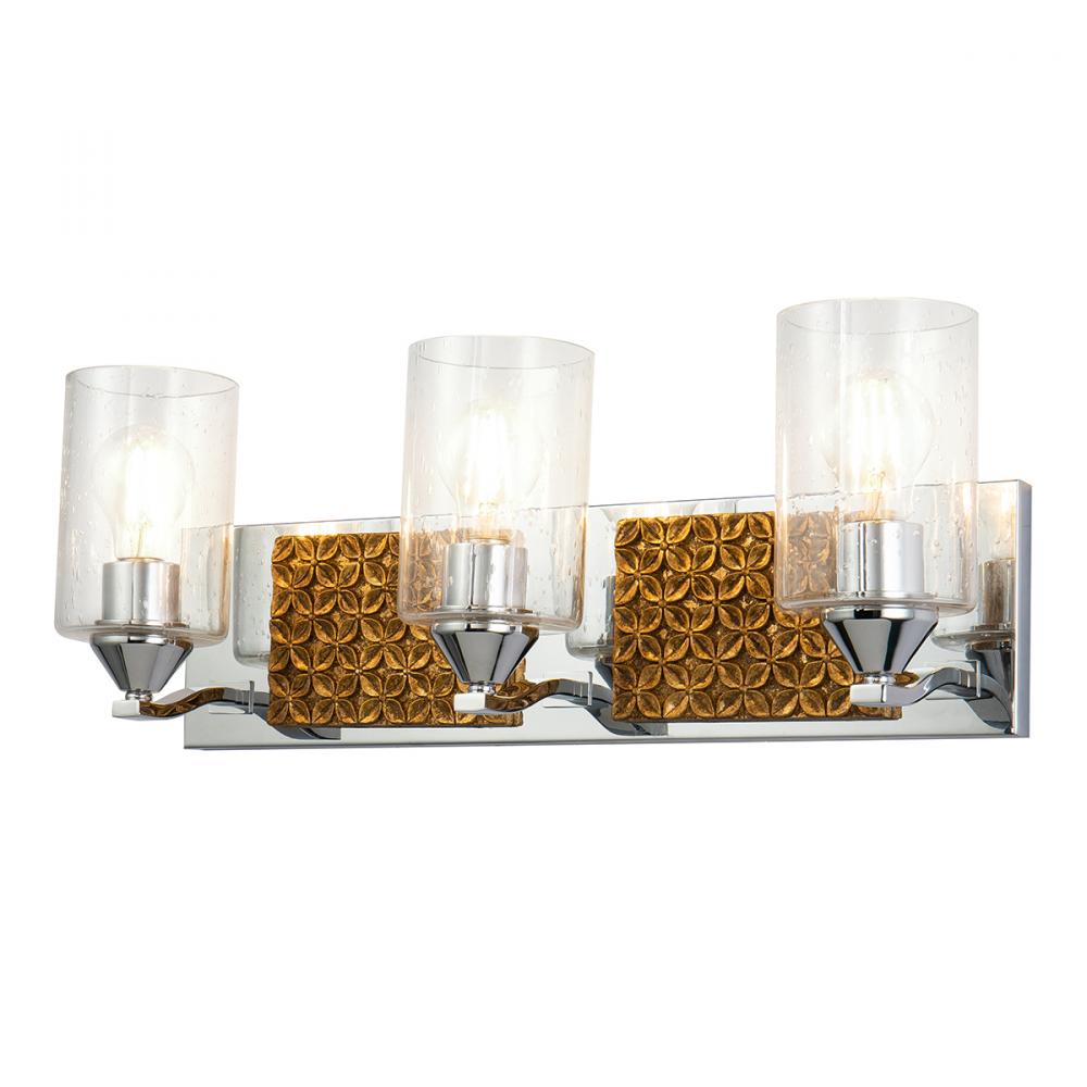 Arcadia 3 Light Bath Bar in Polished Chrome and Gold