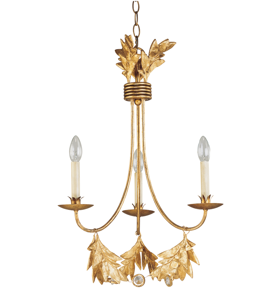 Sweet Olive French Rustic 3 Light Antiqued Gold Mini Chandelier
