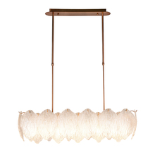 Lucas McKearn PD9082 - Acanthus Textured Glass Oval Island Light Chandelier in Antique Brass