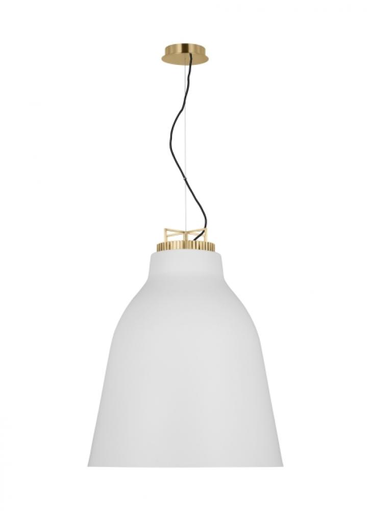 The Forge X-Large Tall 1-Light Damp Rated Integrated Dimmable LED Ceiling Pendant in Natural Brass