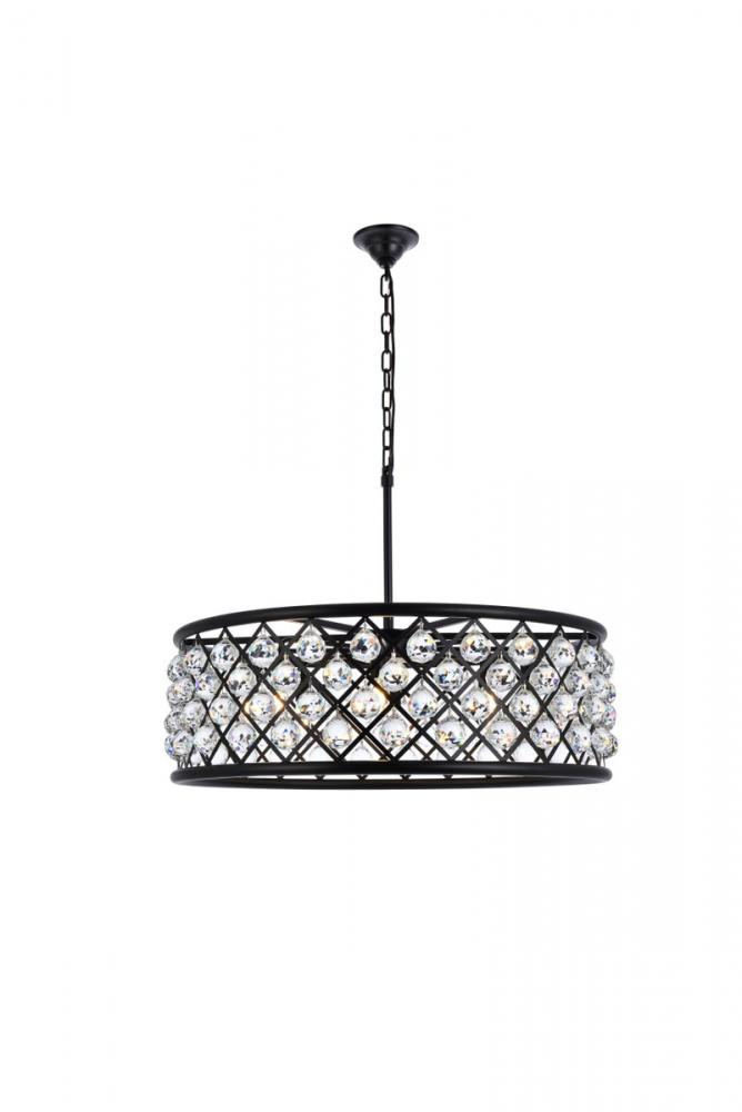 Madison 8 Light Matte Black Chandelier Clear Royal Cut Crystal