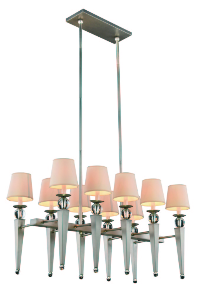 Olympia Collection Chandelier L:38 W:20 H:58 Lt:10 Vintage Nickel Finish Royal Cut Cl