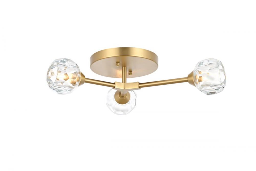 Zayne 3 Light Flush Mount in Gold