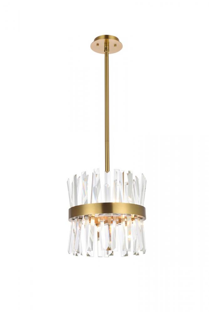 Serephina 12 Inch Crystal Round Pendant Light in Satin Gold