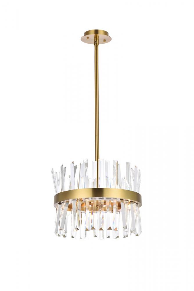Serephina 16 Inch Crystal Round Pendant Light in Satin Gold