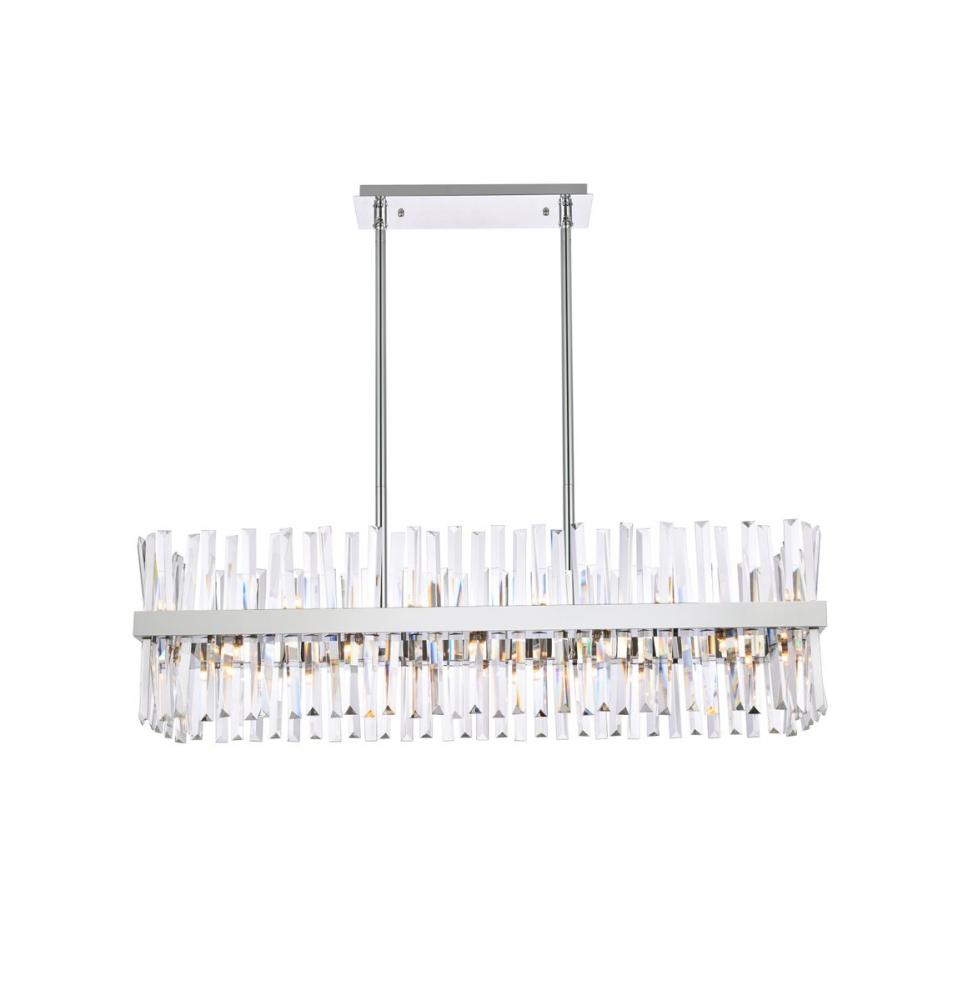 Serephina 42 Inch Crystal Rectangle Chandelier Light in Chrome