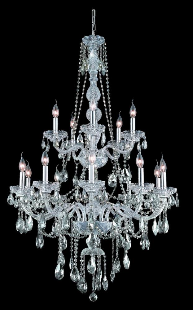 Verona 15 Light Chrome Chandelier Golden Teak (Smoky) Royal Cut Crystal