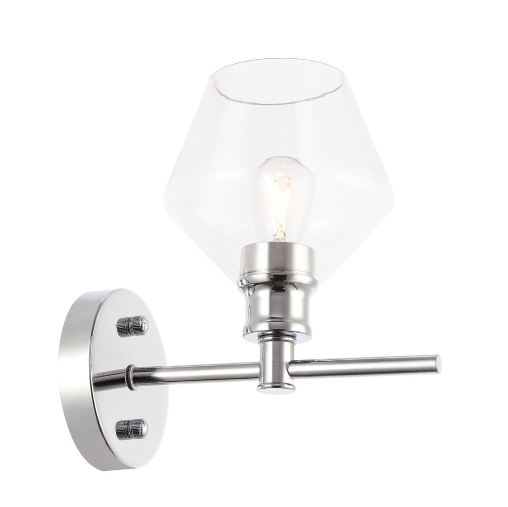 Gene 1 light Chrome and Clear glass Wall sconce