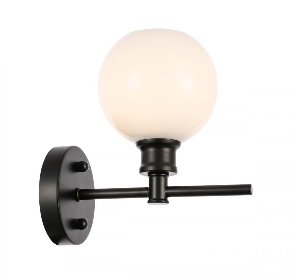 Collier 1 light Black and Frosted white glass Wall sconce