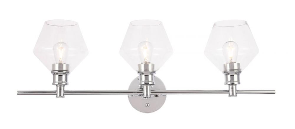 Gene 3 Light Chrome and Clear Glass Wall Sconce