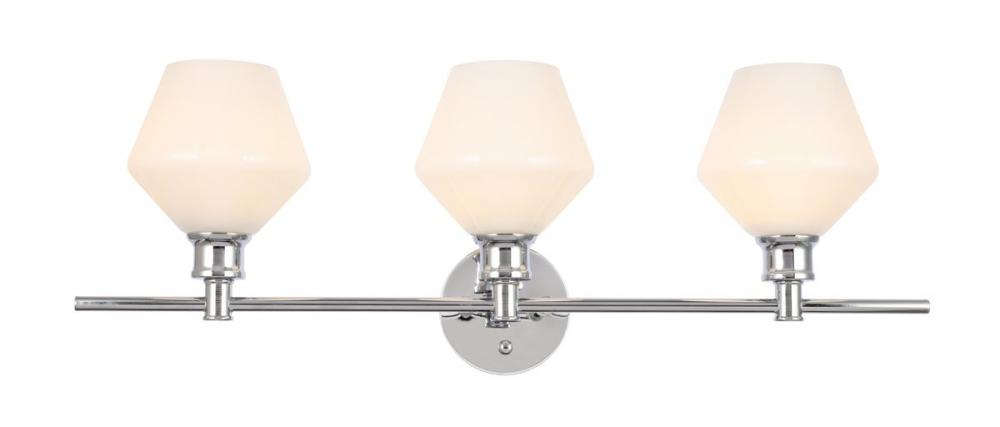 Gene 3 Light Chrome and Frosted White Glass Wall Sconce