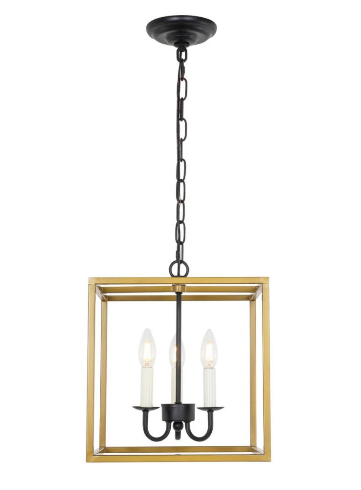Eclipse 3 light Brass and Black pendant