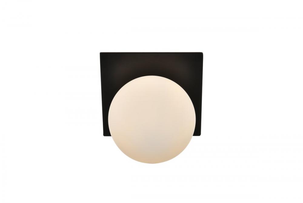 Jillian 1 light Black and frosted white Bath Sconce