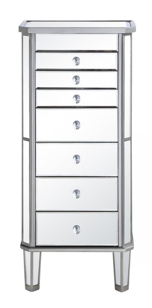 7 Drawer Jewelry Armoire 18 in. x 12 in. x 41 in. in silver Clear