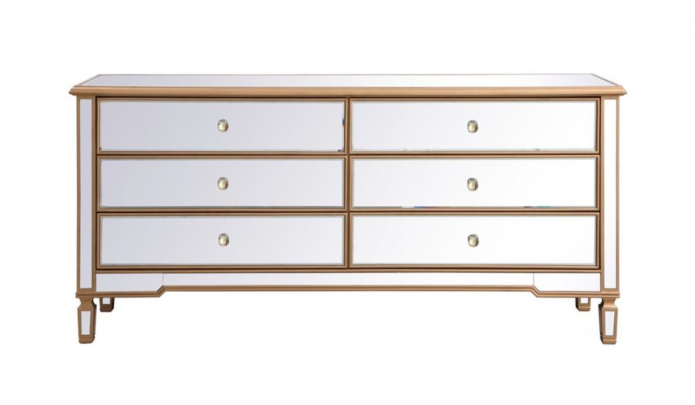 Contempo 72 in. mirrored chest in antique gold