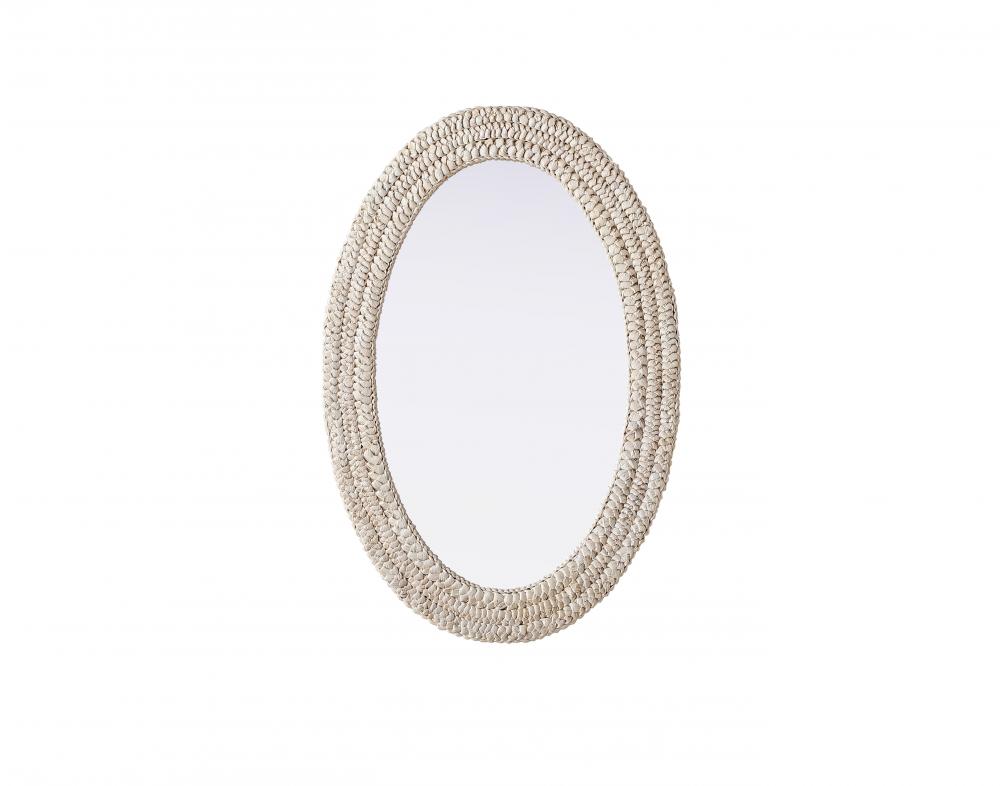 Oval Cornhusk Mirror 24x36 in Linen White