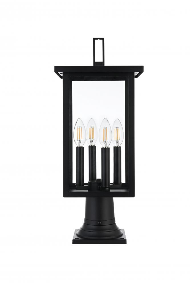Outdoor Pole Light L9" H21" W9" L4 Black