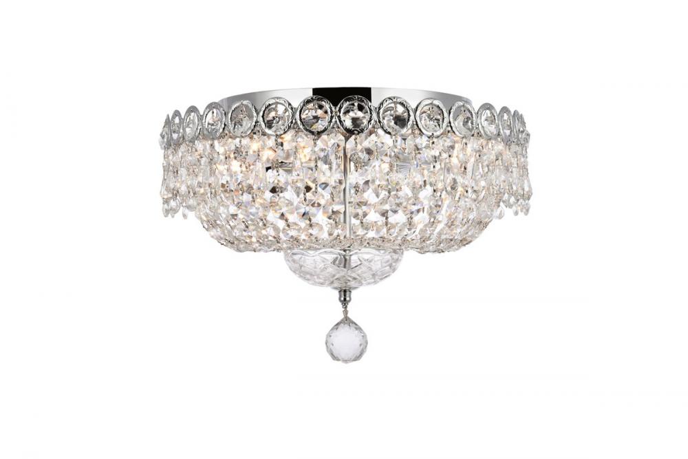 Century 4 Light Chrome Flush Mount Clear Royal Cut Crystal