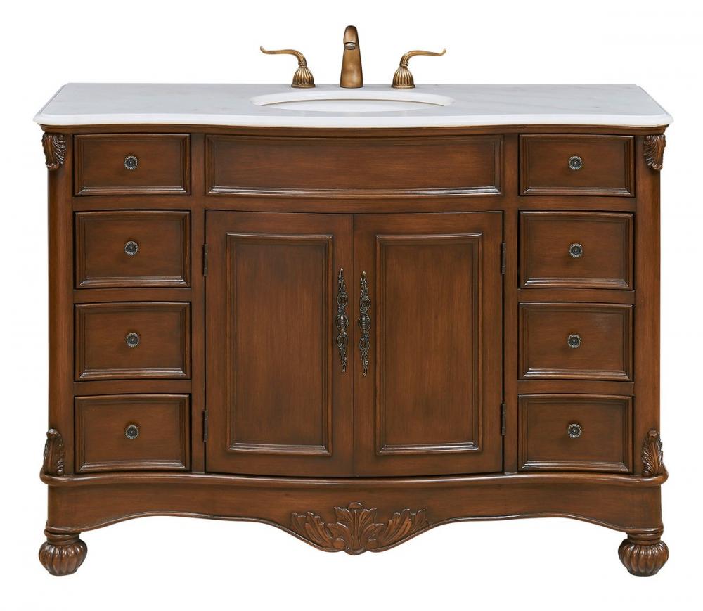 48 In. Single Bathroom Vanity Set in Teak Color