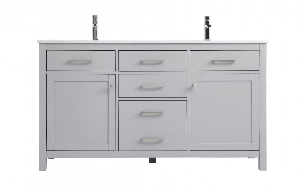 Vanity Cabinet 2dr 2dw W60"xD22"xH34" Grey