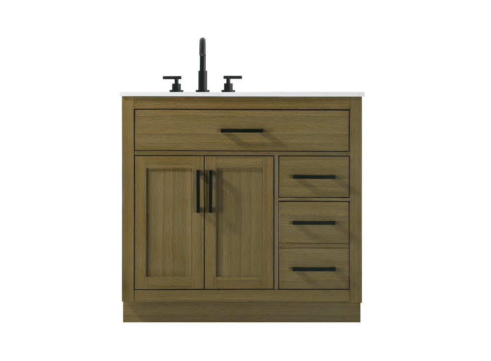 Vanity Cabinet 2Dr3Dw 36"W x 22"D x 35''H Chestnut Brown