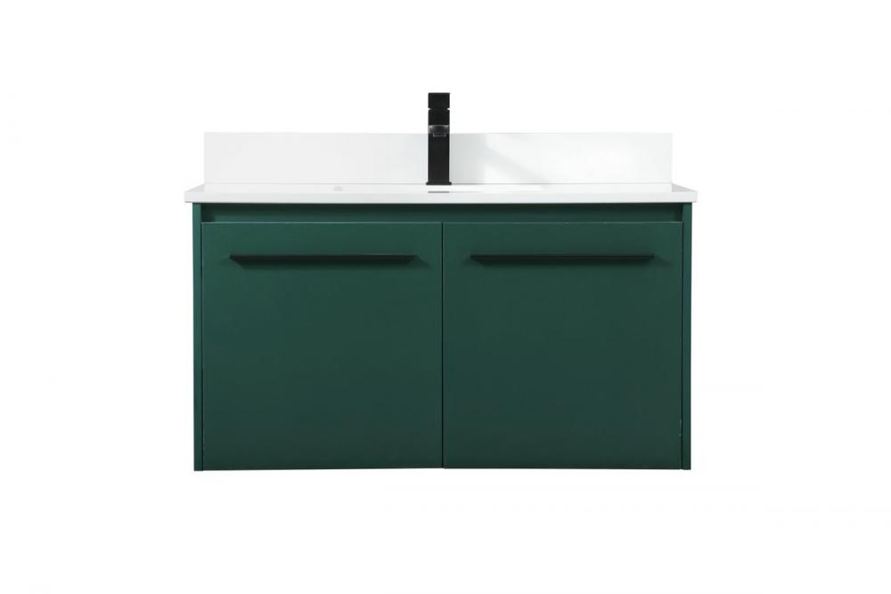 36 inch Single bathroom vanity in green with backsplash