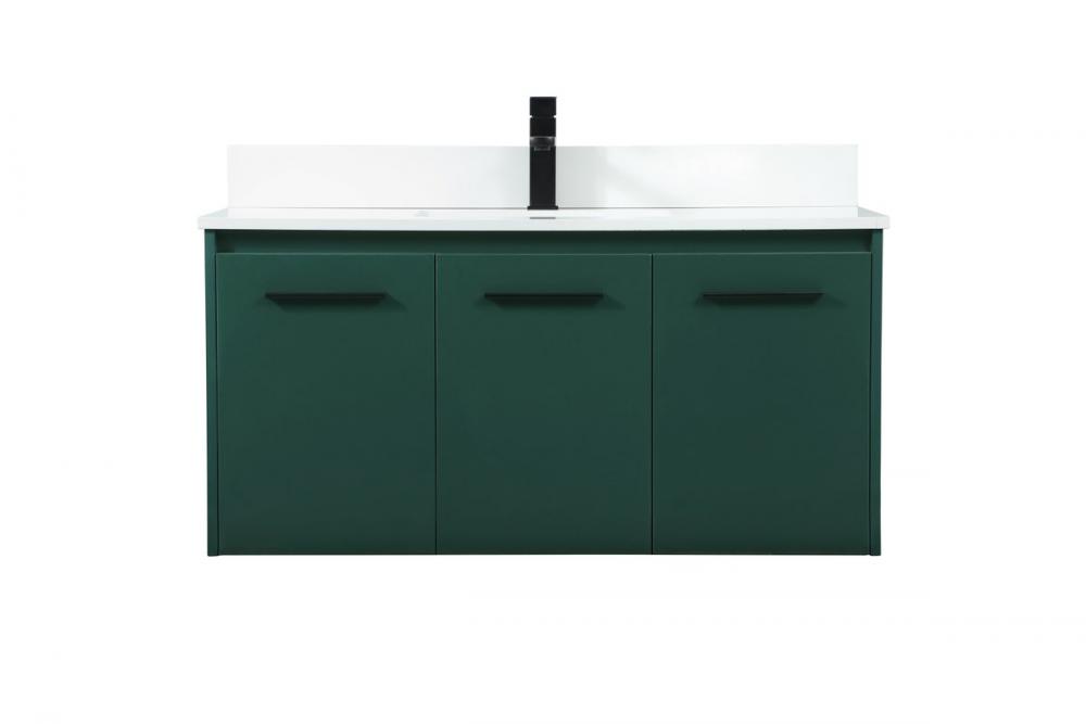 40 inch Single bathroom vanity in green with backsplash