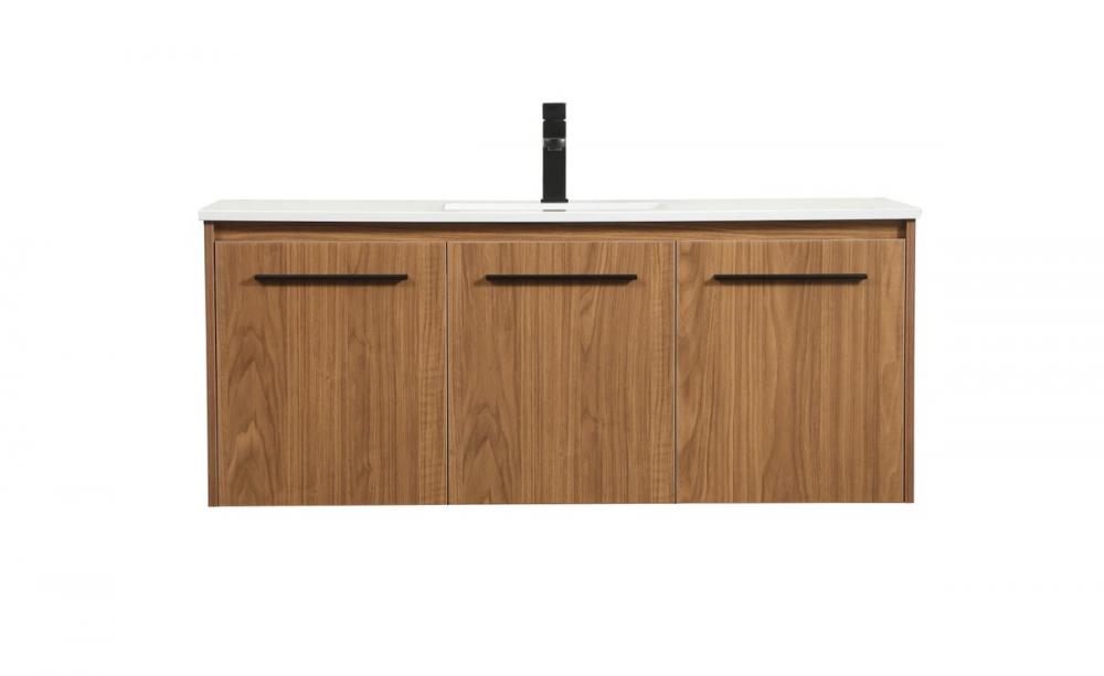 48 inch Single bathroom vanity in walnut brown